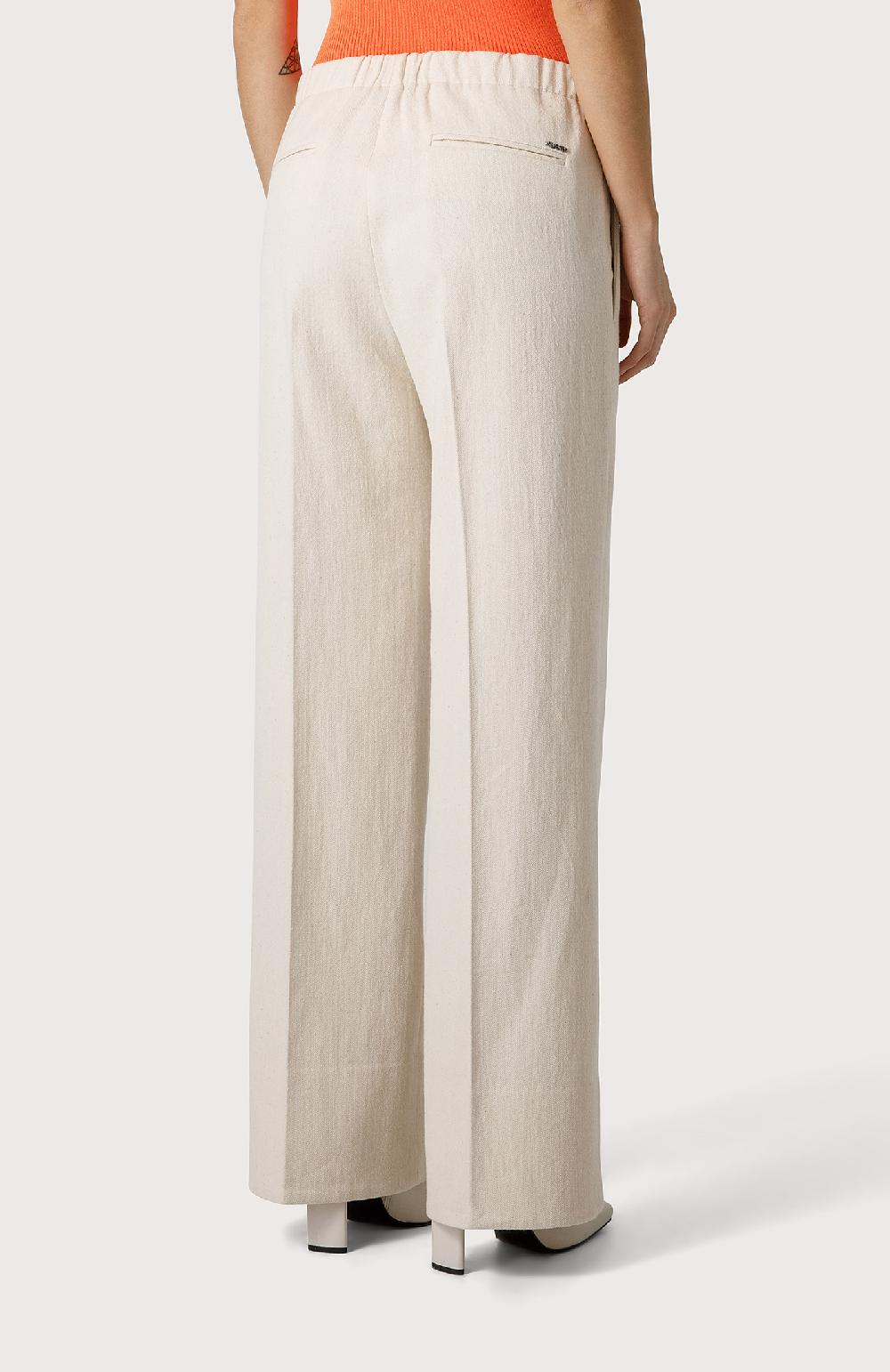 Seventy Pantalone In Bull Di Misto Lana - Col. Bianco