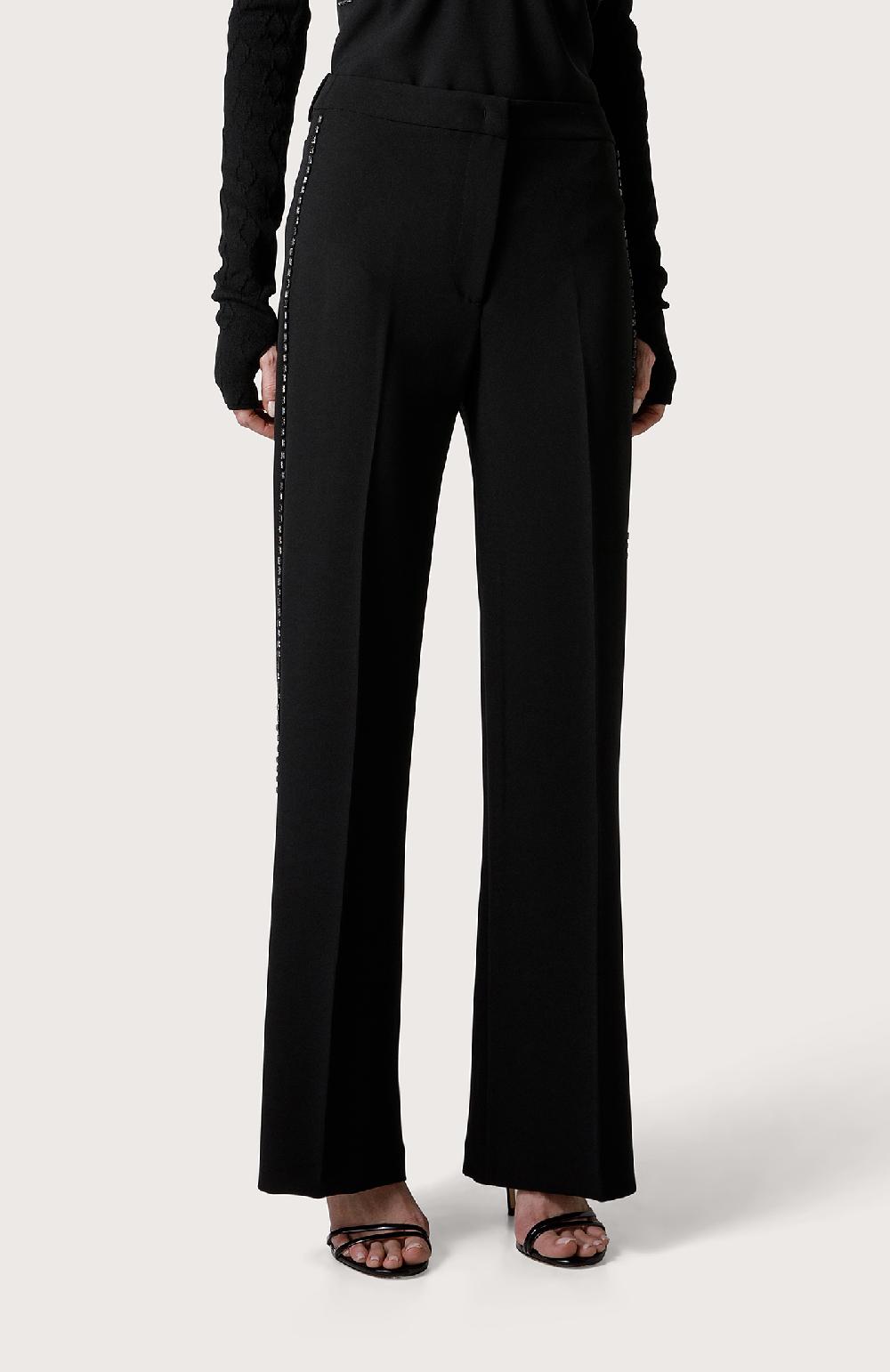 Seventy Pantalone In Cady Con Cristalli - Col. Nero