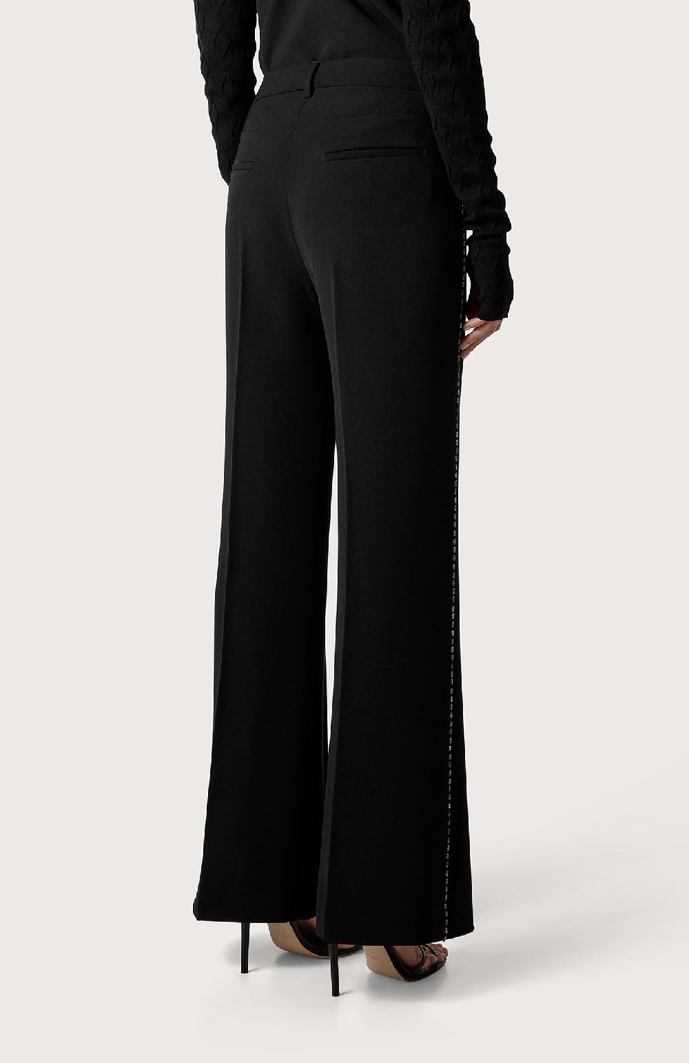 Seventy Pantalone In Cady Con Cristalli - Col. Nero