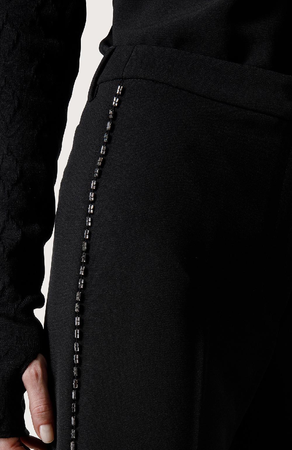 Seventy Pantalone In Cady Con Cristalli - Col. Nero