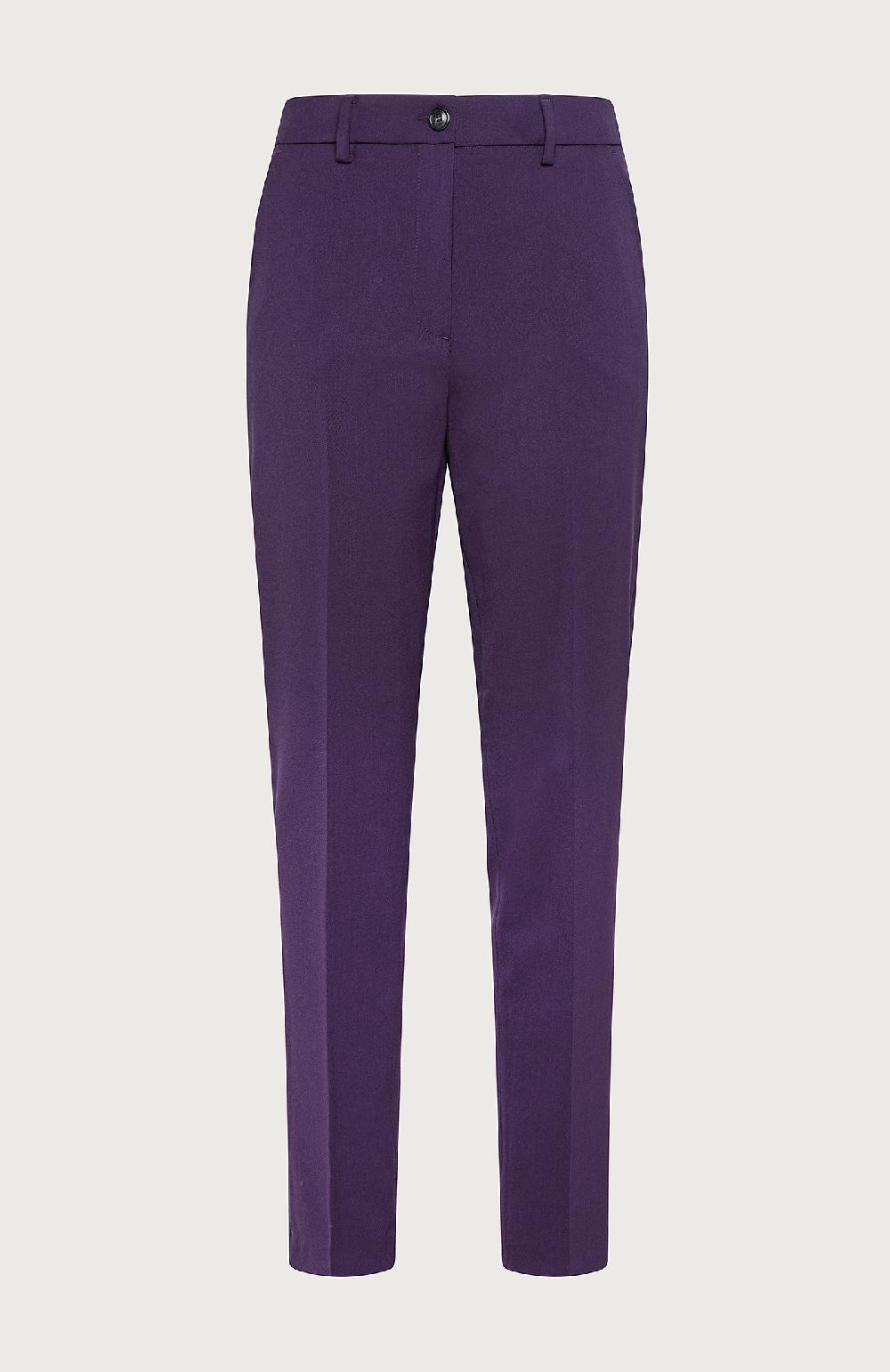 Seventy Pantalone In Misto Lana Stretch - Col. Viola