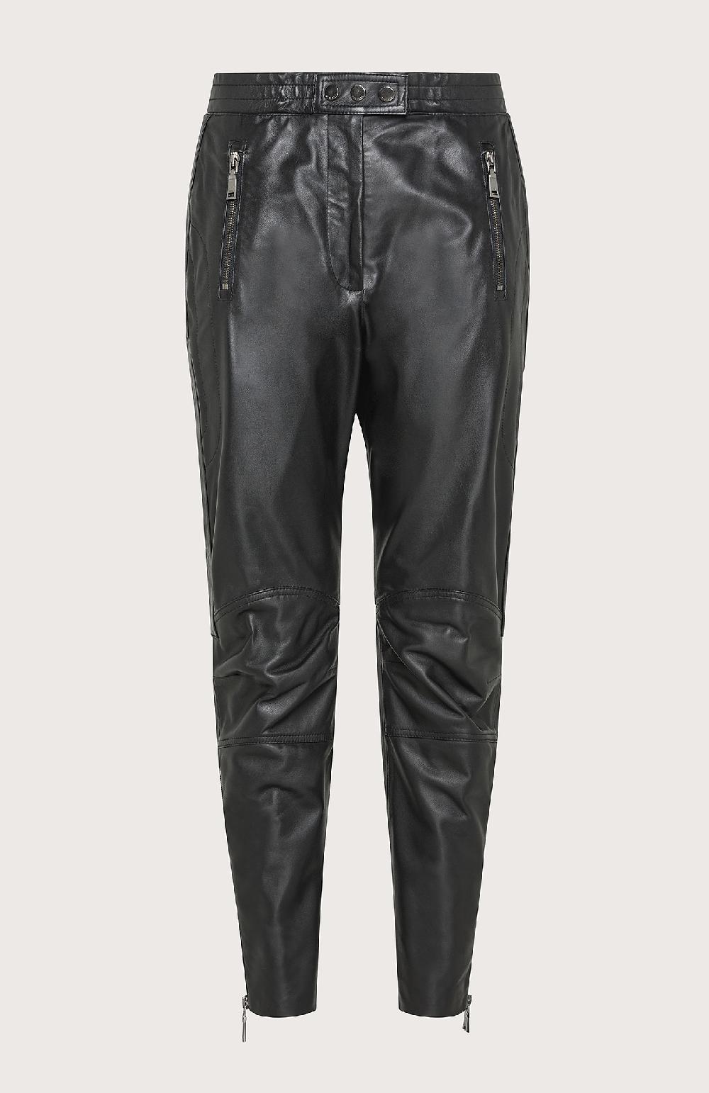 Seventy Pantalone in pelle stile bikers - Col. Nero
