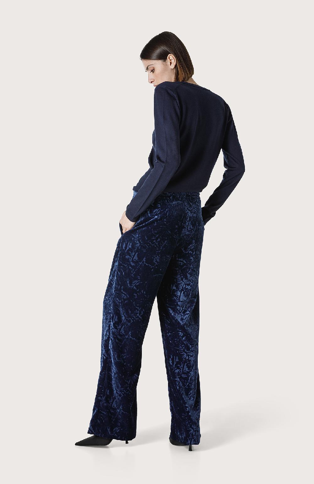 Seventy Pantalone In Velluto Liscio Crush - Col. Blu