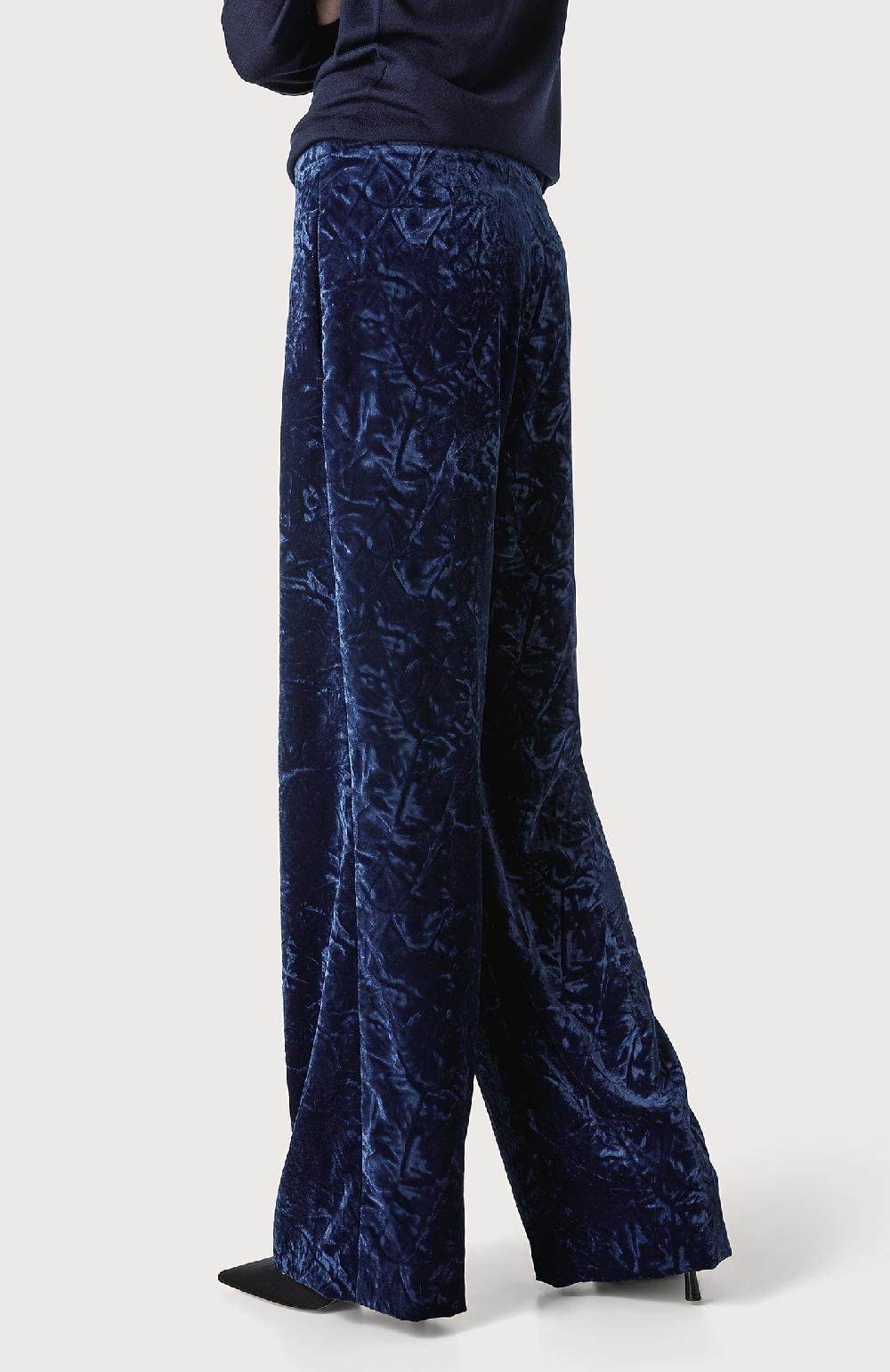 Seventy Pantalone In Velluto Liscio Crush - Col. Blu