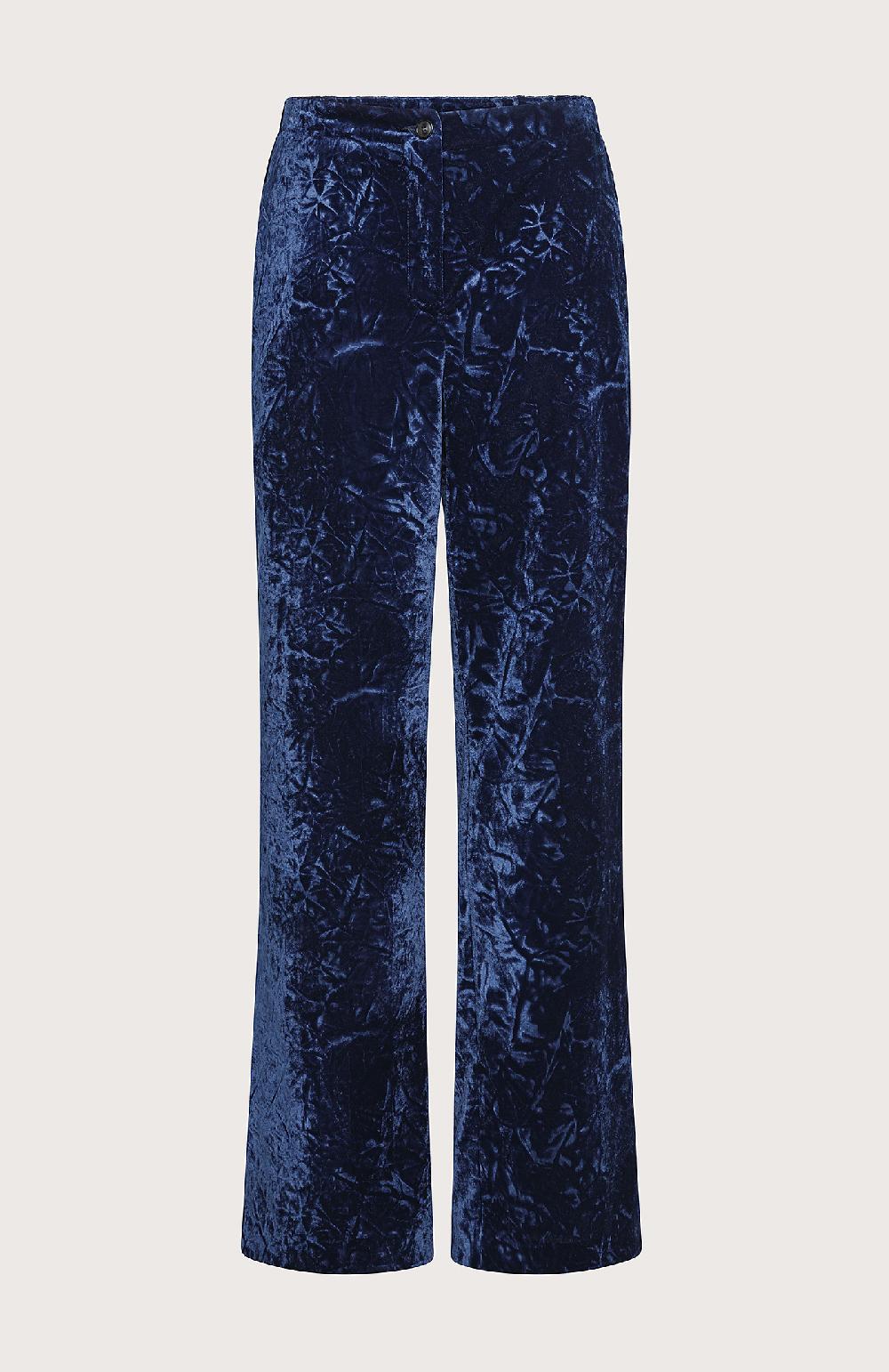 Seventy Pantalone in velluto liscio crush - Col. Blu