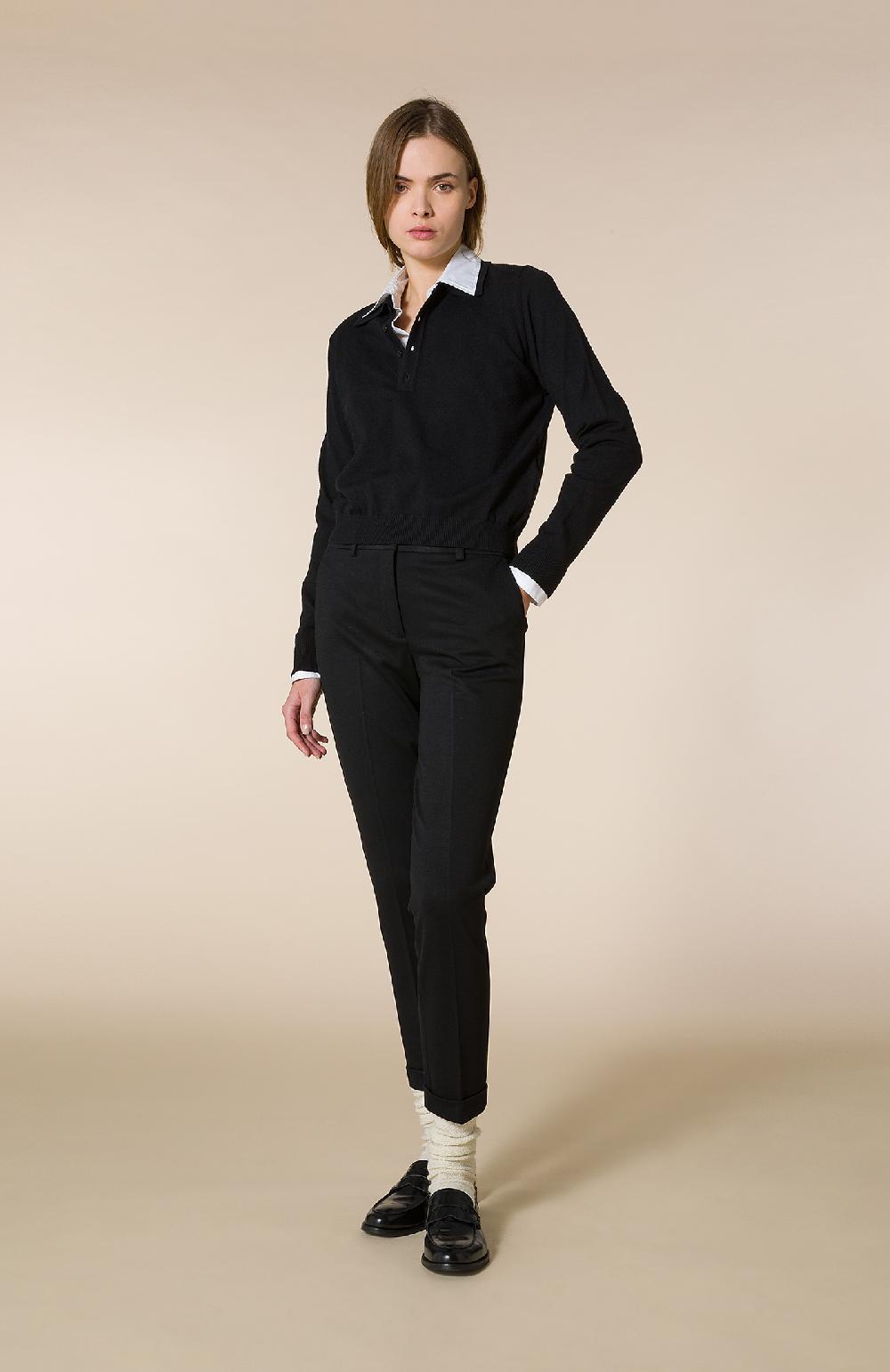 Seventy Polo A Maniche Lunghe Tinta Unita - Col. Nero