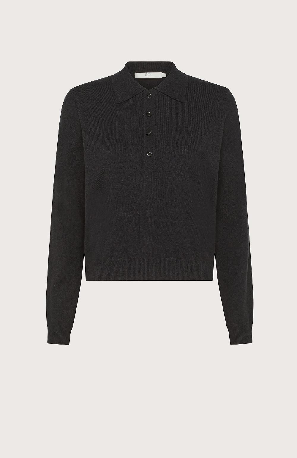 Seventy Polo a maniche lunghe tinta unita - Col. Nero