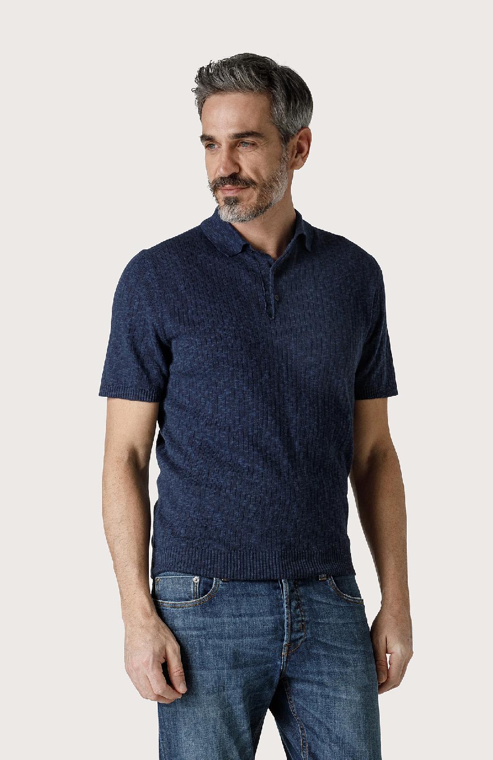 Seventy Polo Fiammata Con Dettagli A Coste - Col. Blu