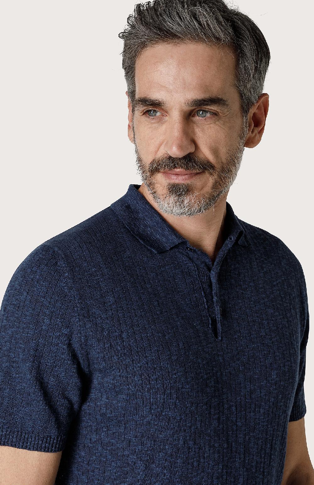 Seventy Polo Fiammata Con Dettagli A Coste - Col. Blu