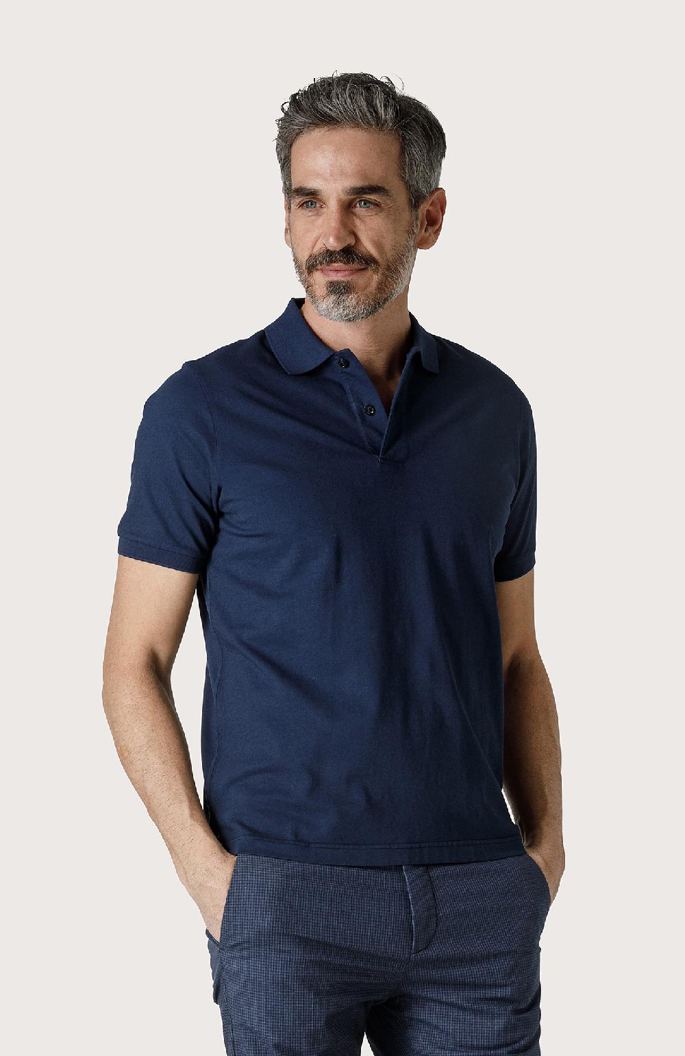 Seventy Polo Stretch A Due Bottoni - Col. Blu