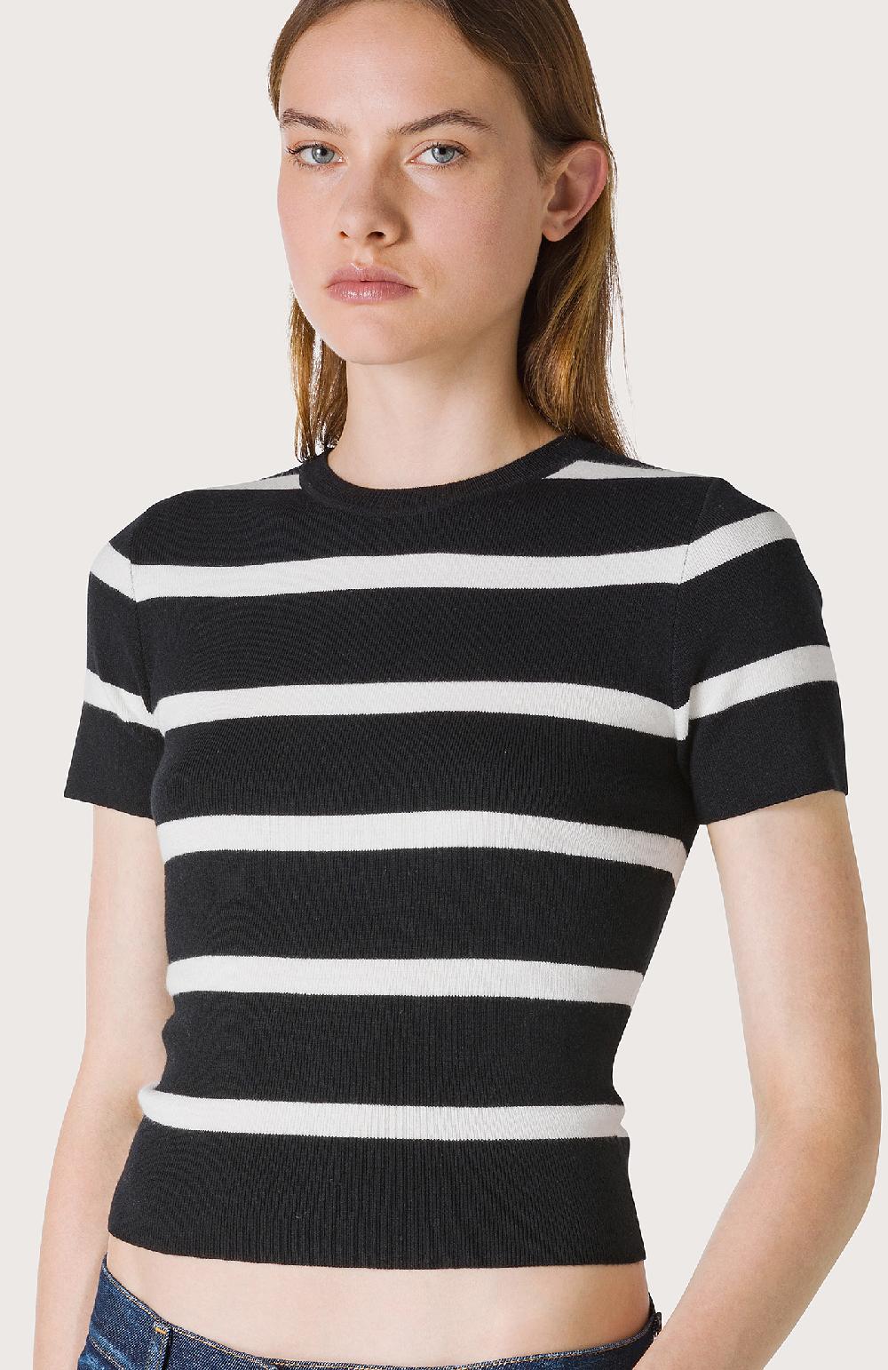 Seventy T-shirt A Righe - Col. Nero