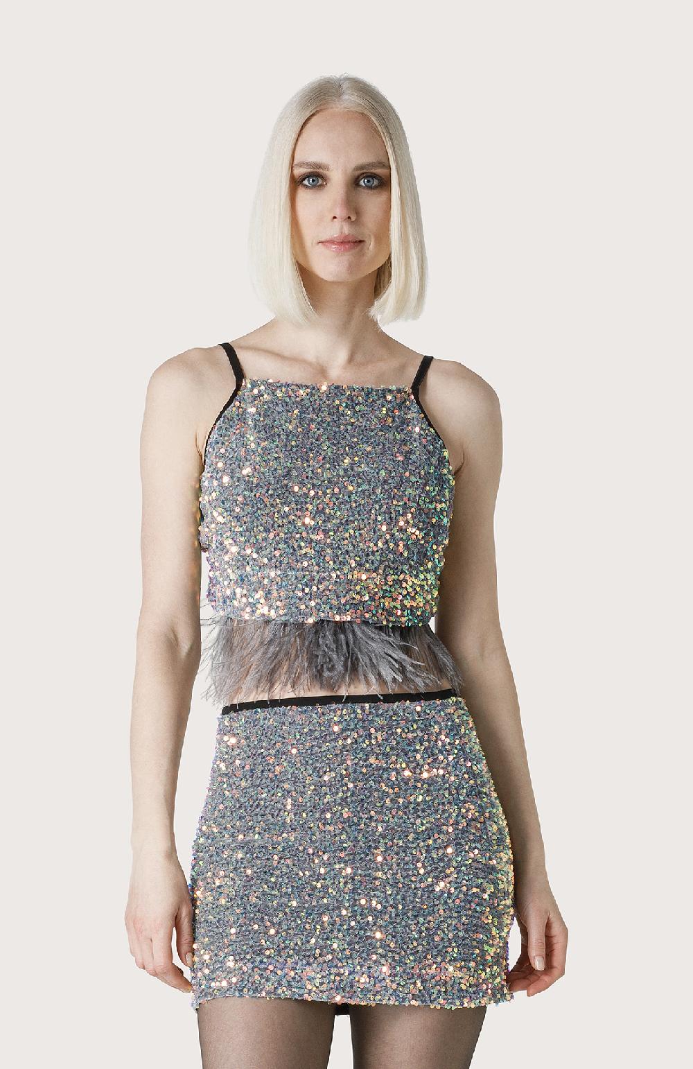 Seventy Top Corto Con Piume - Col. Grigio