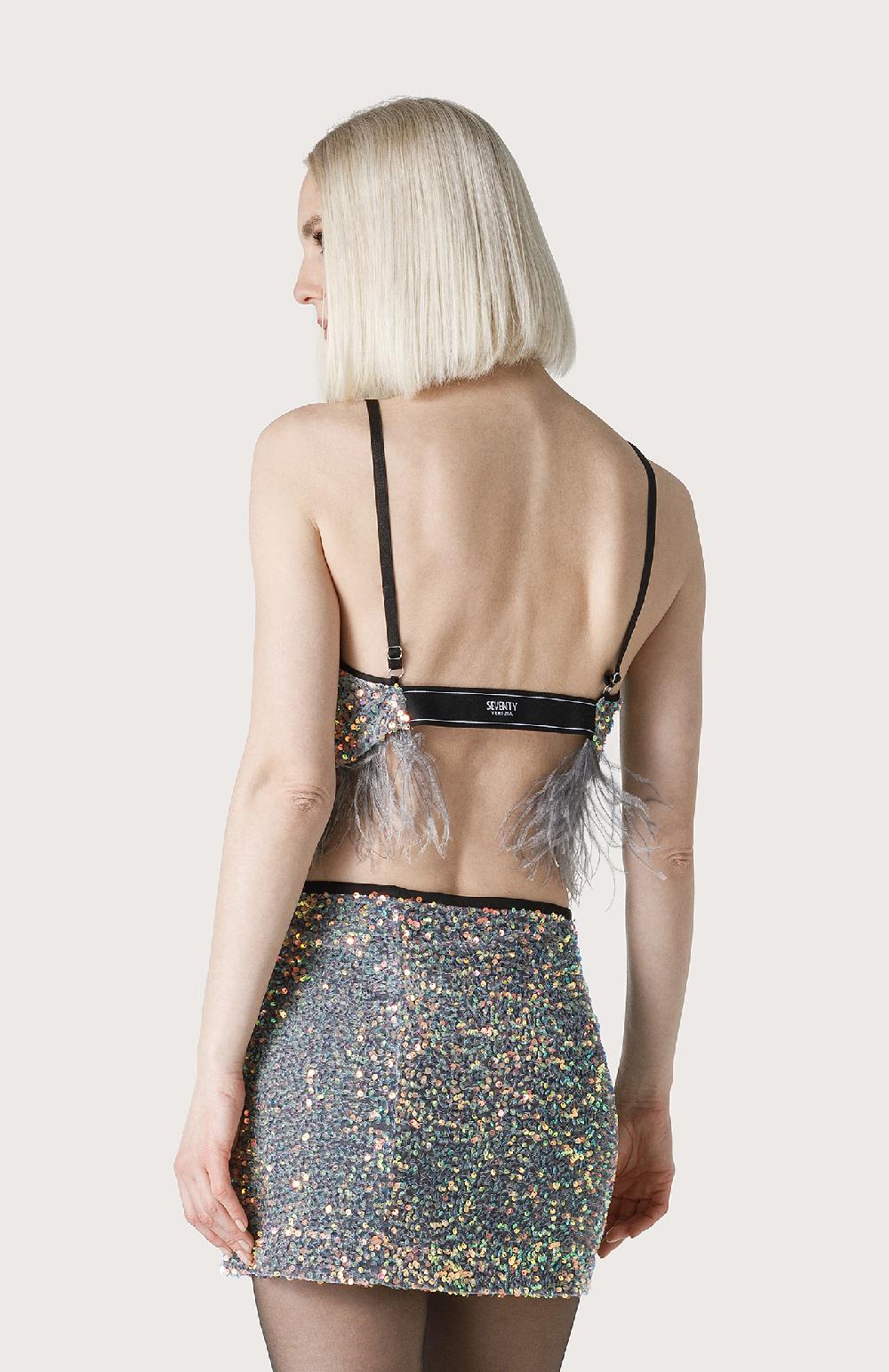 Seventy Top Corto Con Piume - Col. Grigio