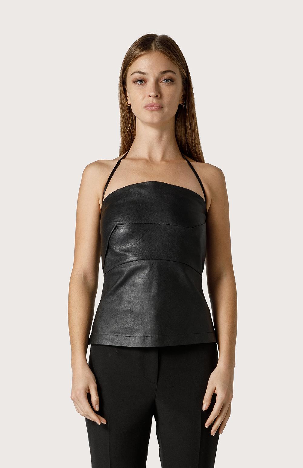 Seventy Top In Nappa Stretch - Col. Nero