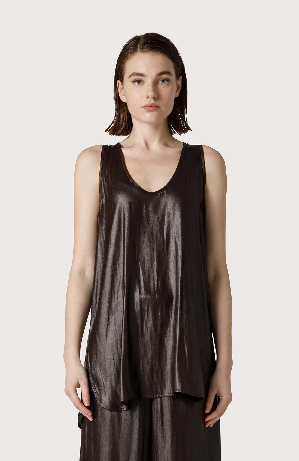 Seventy Top Smanicato Effetto Pelle - Col. Marrone