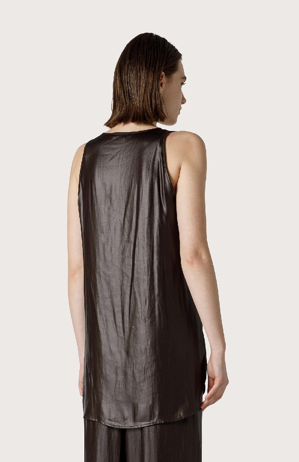 Seventy Top Smanicato Effetto Pelle - Col. Marrone