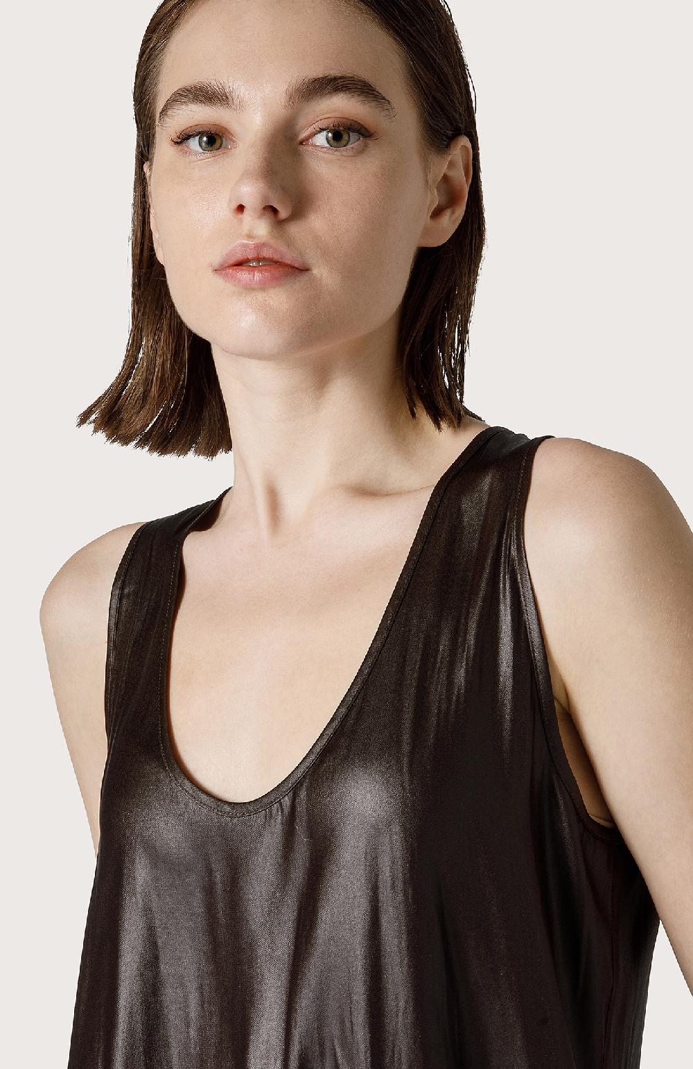 Seventy Top Smanicato Effetto Pelle - Col. Marrone