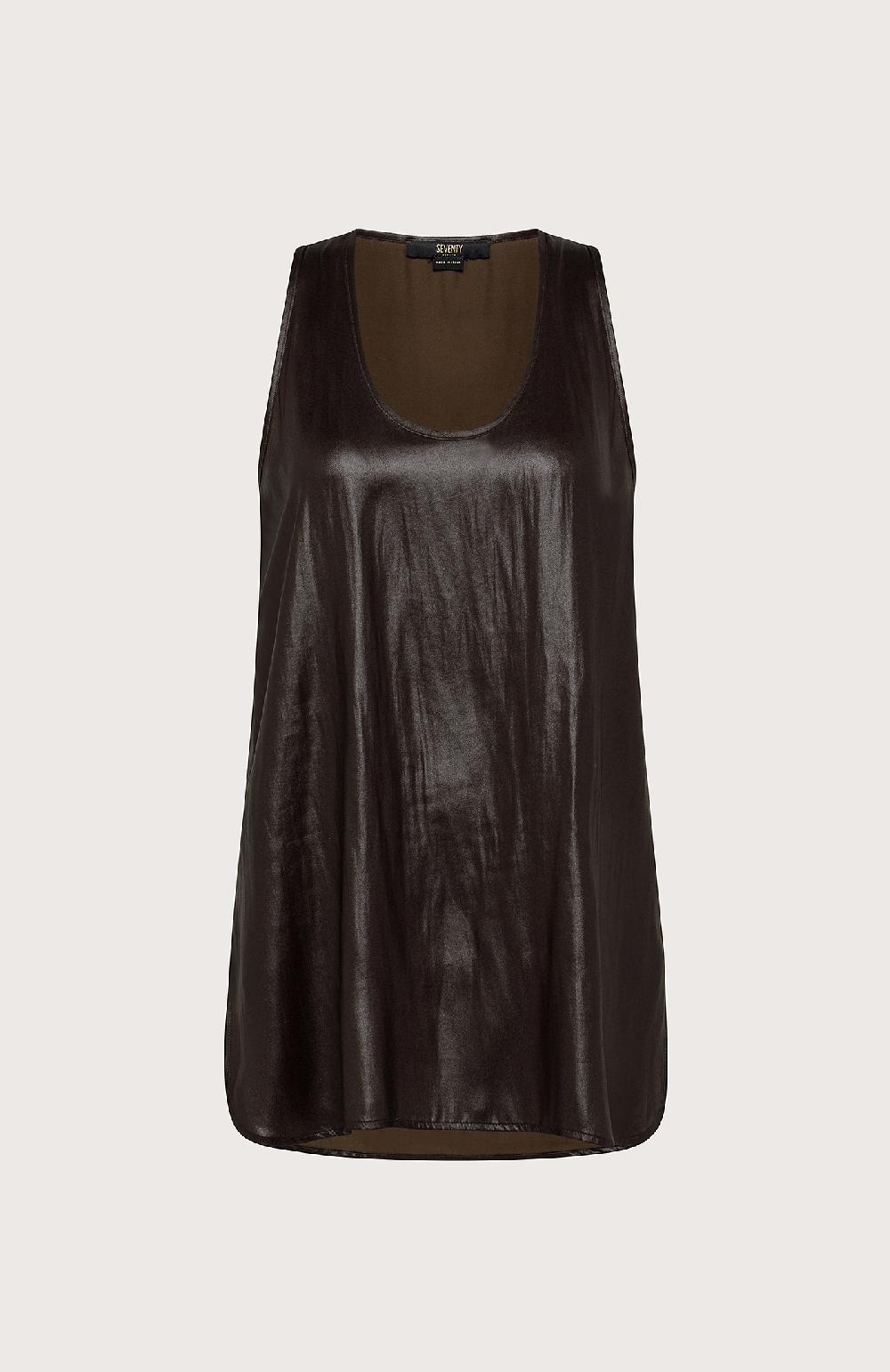 Seventy Top smanicato effetto pelle - Col. Marrone