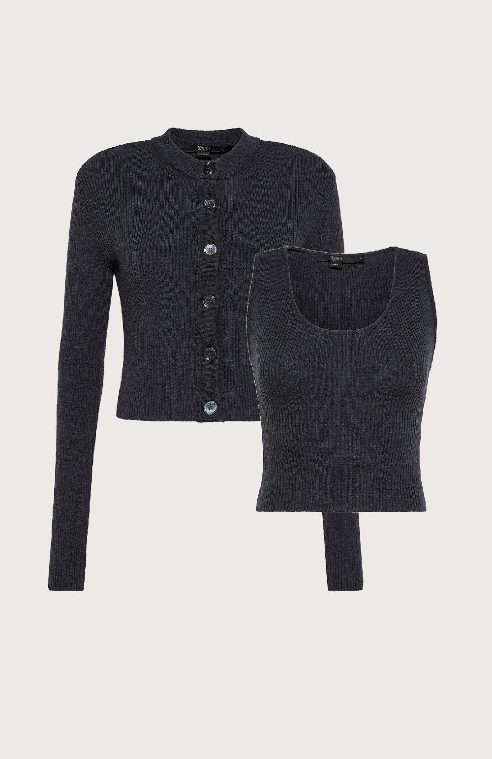 Seventy Twin Set In Pura Lana - Col. Grigio