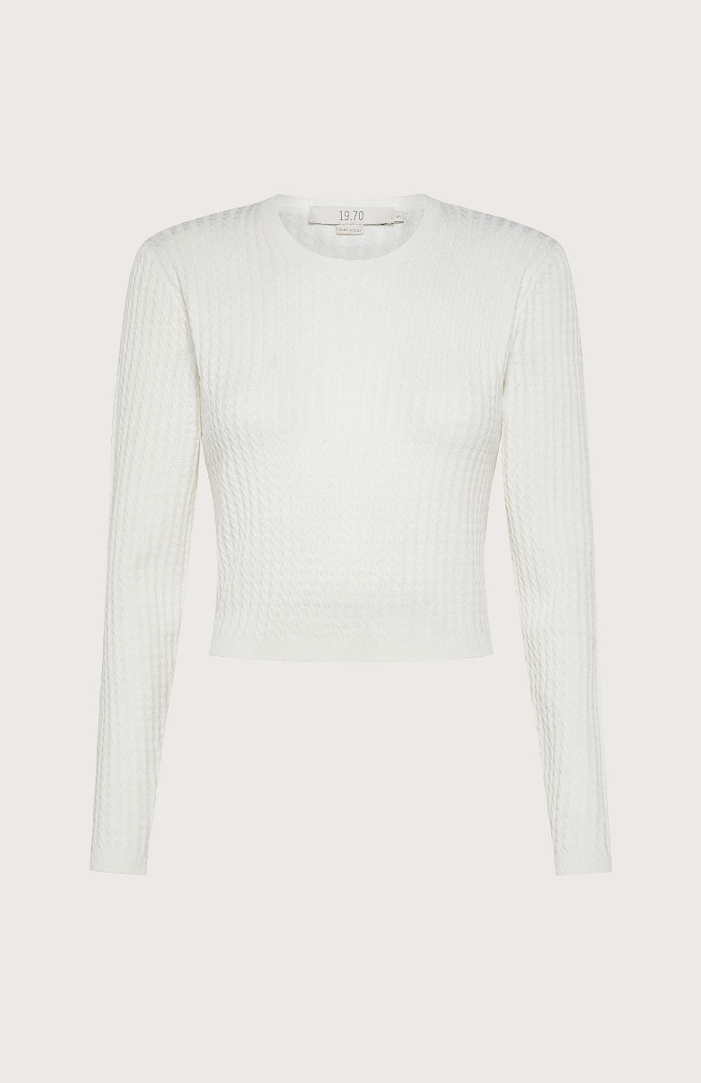 Seventy T-shirt corta con ricami macramè - Col. Bianco