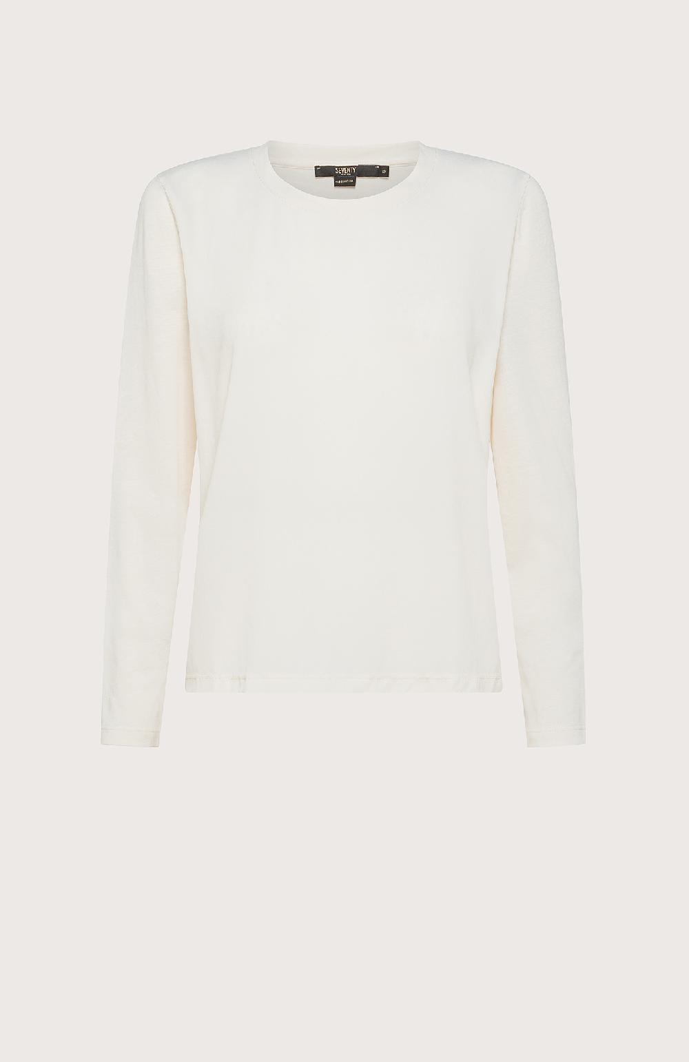 Seventy T-shirt girocollo con maniche lunghe bi-materiale - Col. Neutro