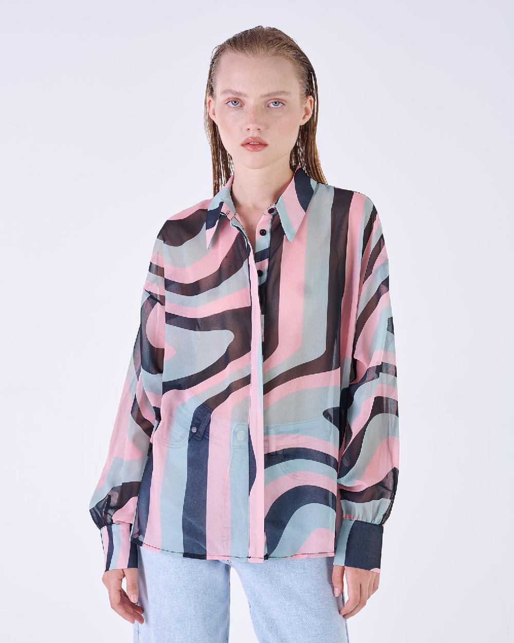 Silvian Heach Camicia Semitrasparente Multicolor