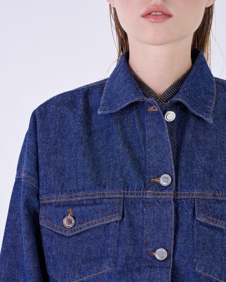 Silvian Heach Giacca Cropped In Denim