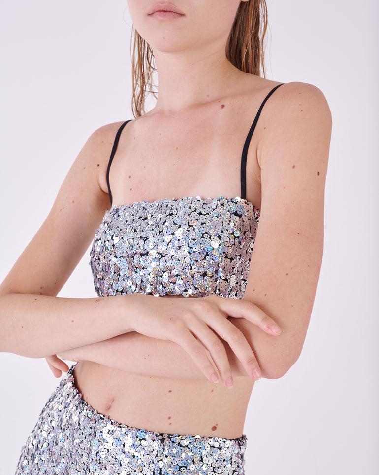 Silvian Heach Top Crop Con Paillettes