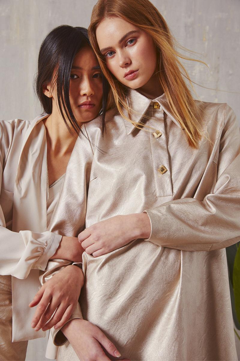 Shirtaporter ABITO A TRAPEZIO IN ECO PELLE