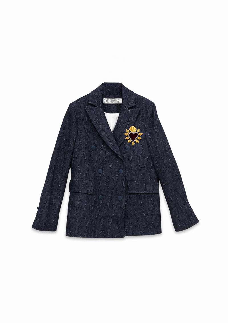 Shirtaporter Blazer Doppiopetto In Denim Jacquard