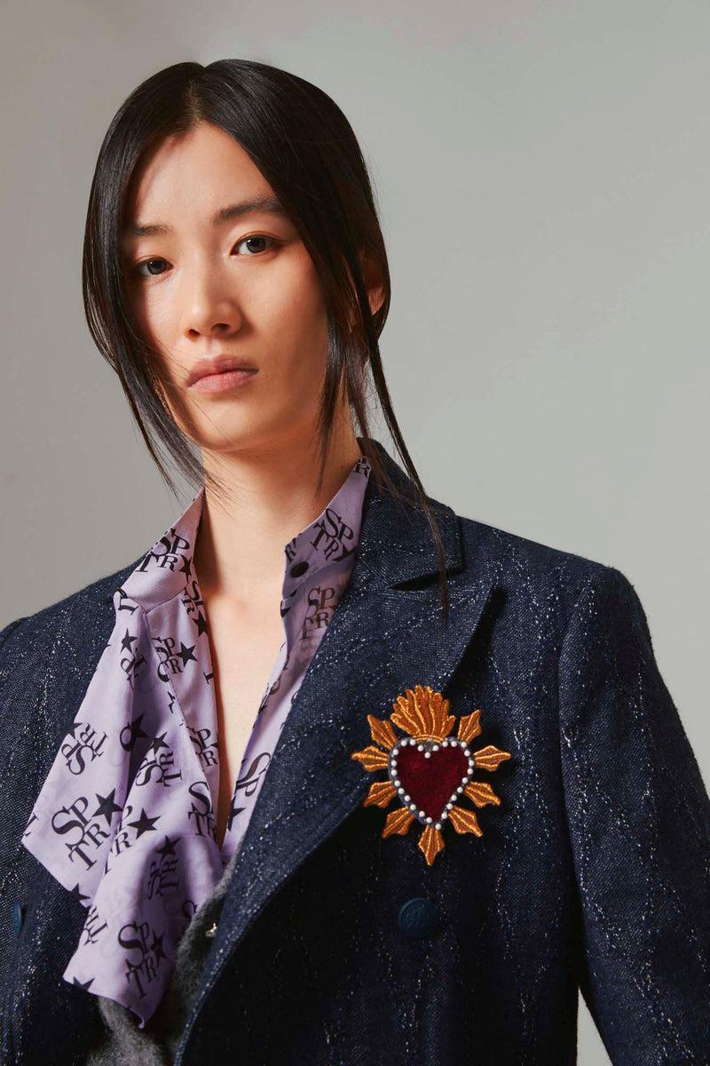 Shirtaporter Blazer Doppiopetto in Denim Jacquard