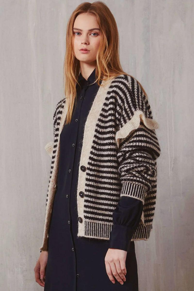 Shirtaporter CARDIGAN A RIGHE CON RUCHES