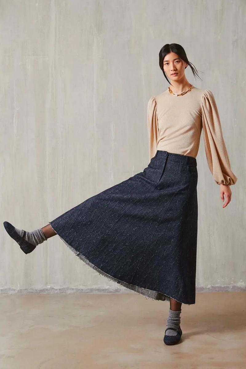 Shirtaporter Gonna in Denim Jacquard