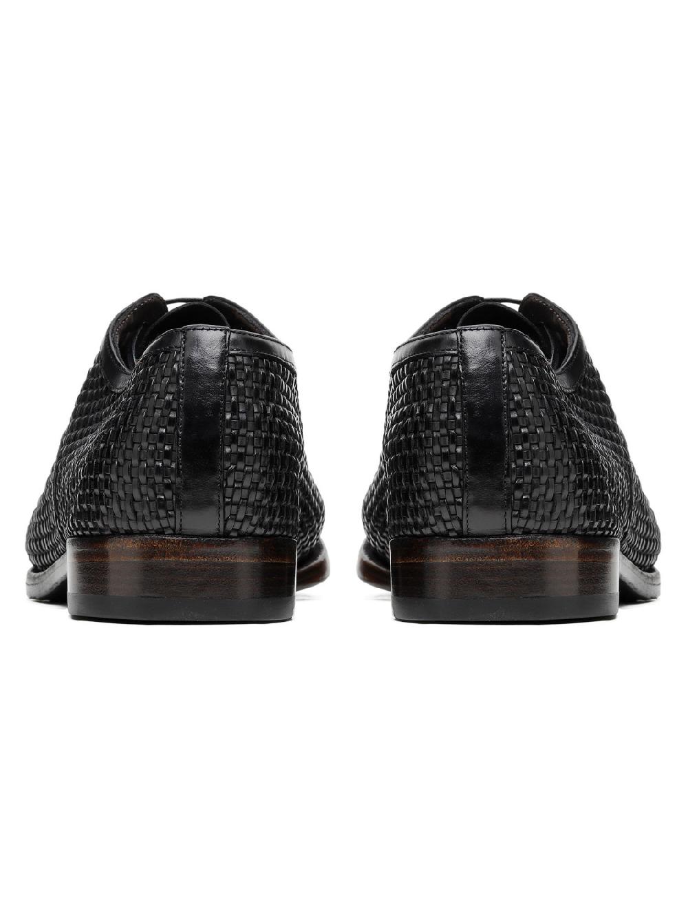 Silvano Sassetti Scarpe Derby In Pelle Nera Intrecciata