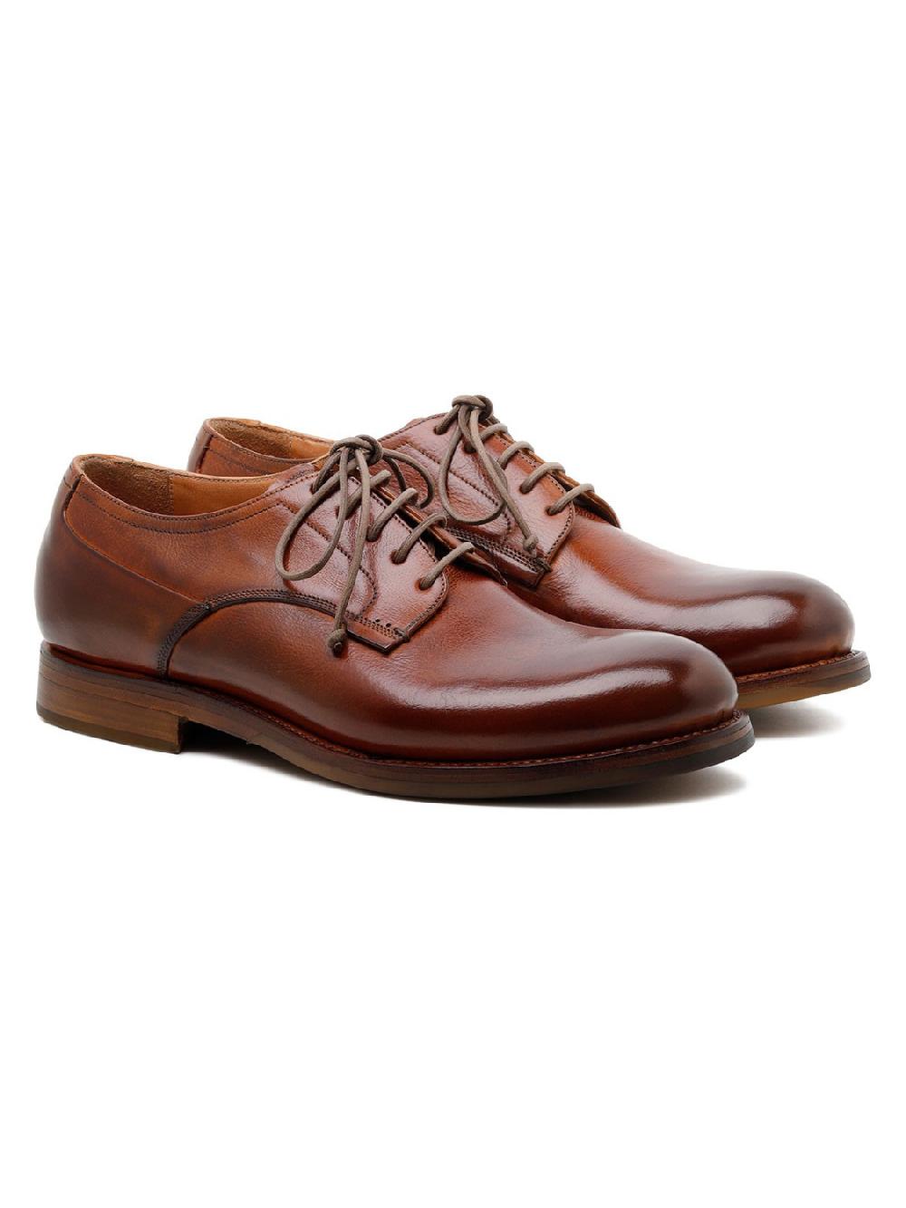 Silvano Sassetti Scarpe Derby Zurigo In Pelle Color Brandy