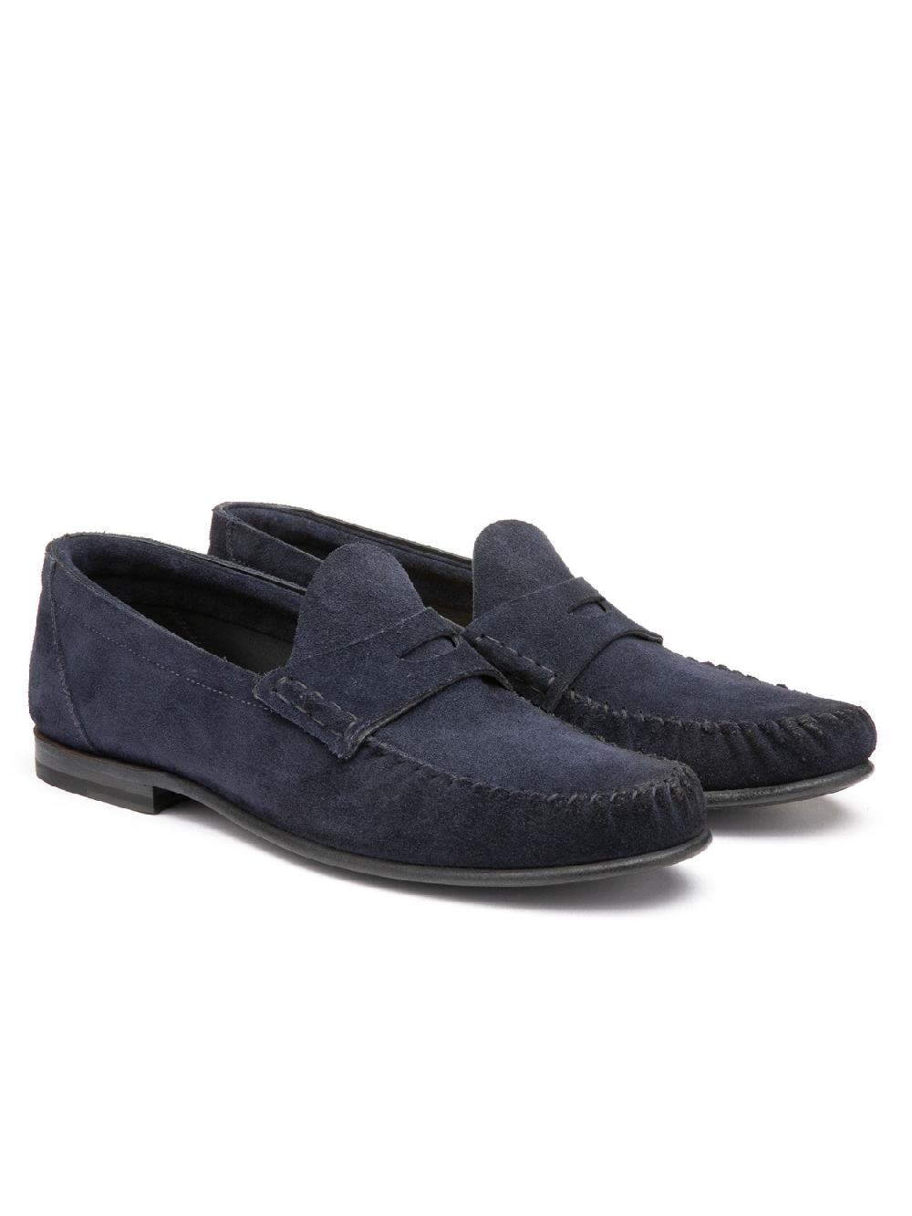 Silvano Sassetti Mocassini Penny In Suede Navy