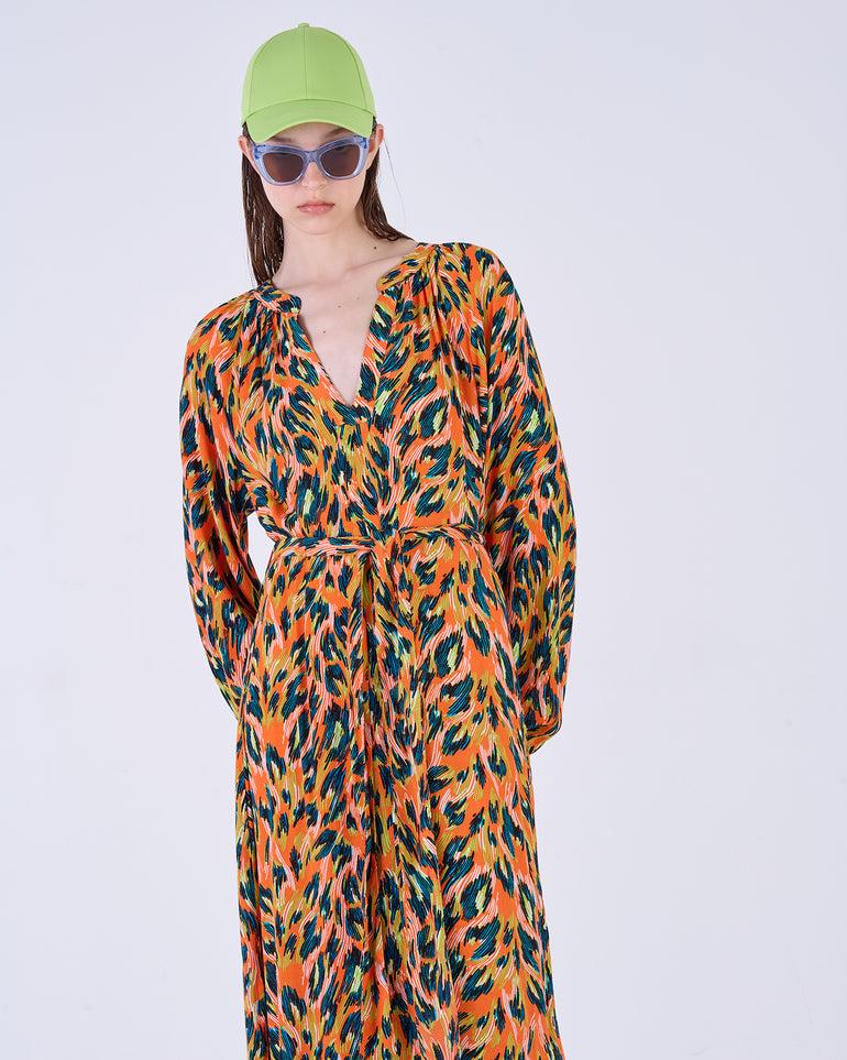 Silvian Heach Abito Maculato Con Cintura In Vita