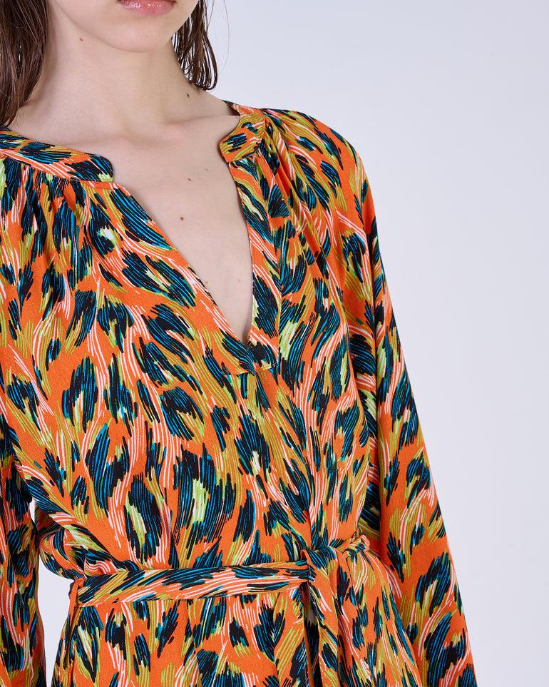 Silvian Heach Abito Maculato Con Cintura In Vita