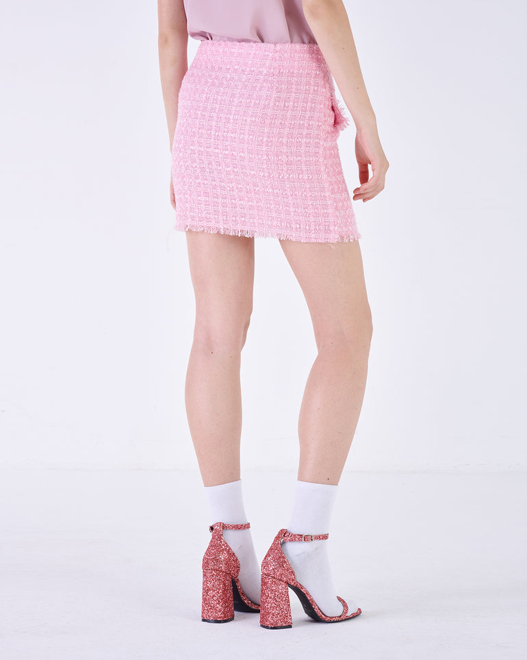 Silvian Heach Minigonna In Bouclé Con Frange