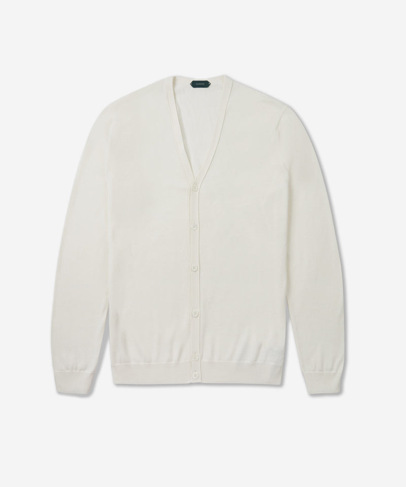 Slowear Cardigan slim fit in cotone crêpe certificato