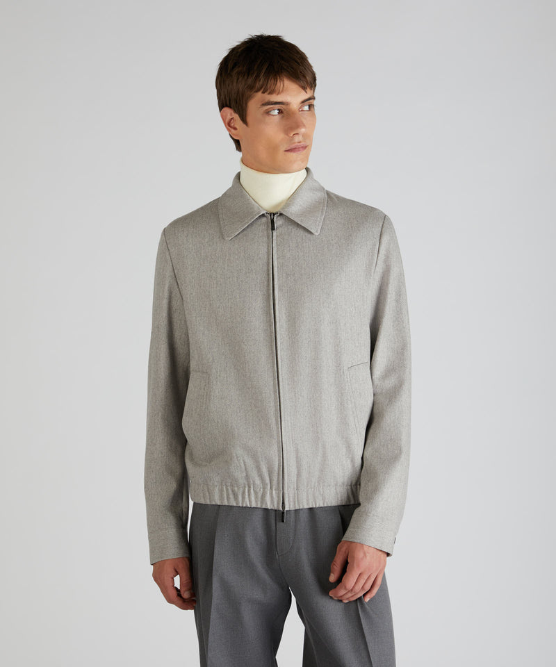 Slowear Giubbino Regular Fit In Flanella Di Lana E Cashmere