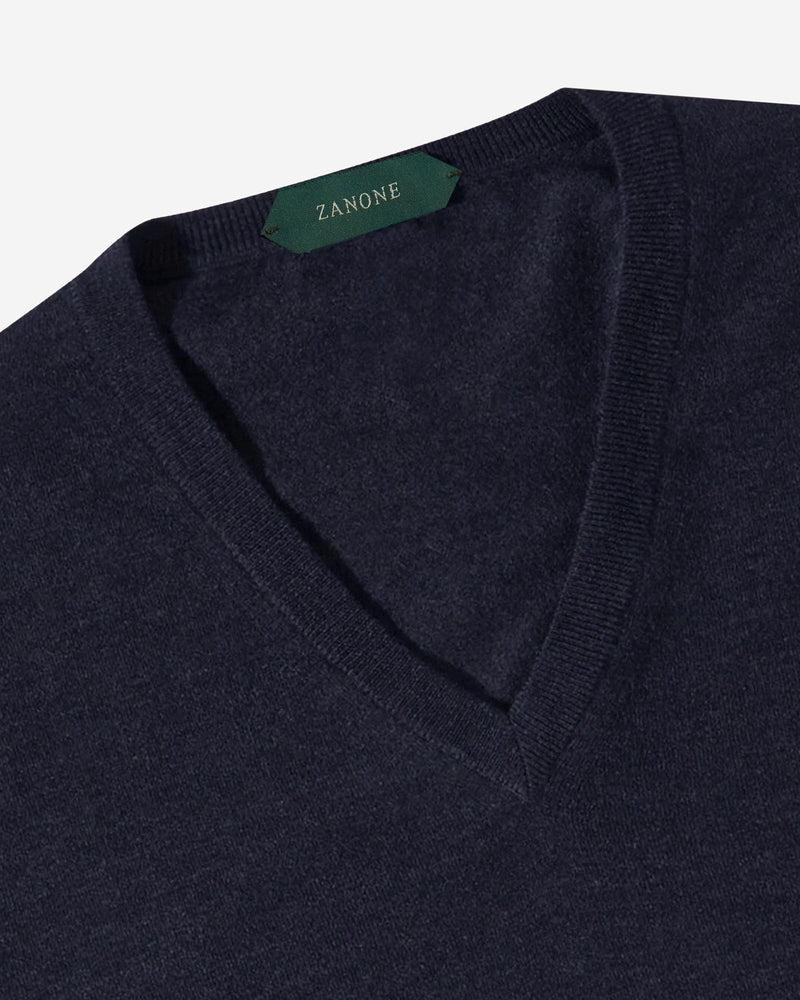 Slowear Maglia Scollo A V Slim Fit In Flexwool Certificato