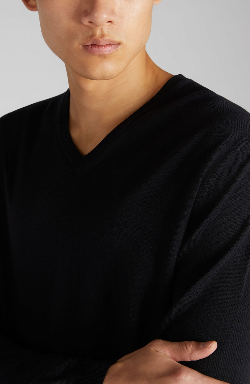 Slowear Maglia Scollo A V Slim Fit In Flexwool Certificato