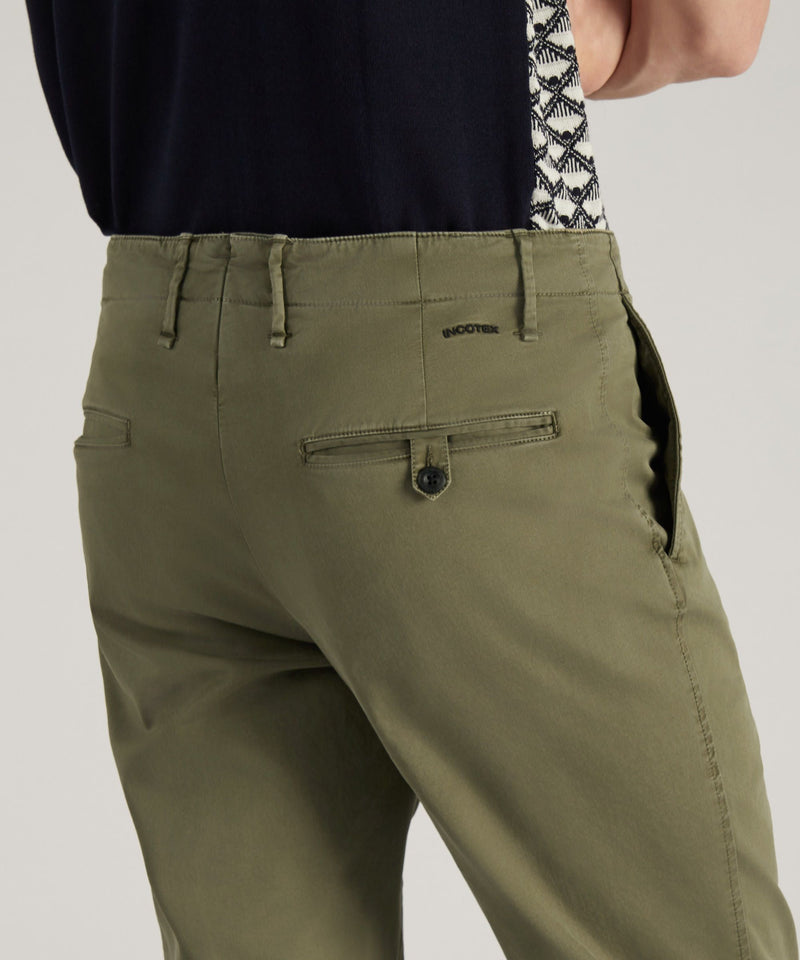 Slowear Pantalone Slim Fit In Gabardina Stretch Certificata