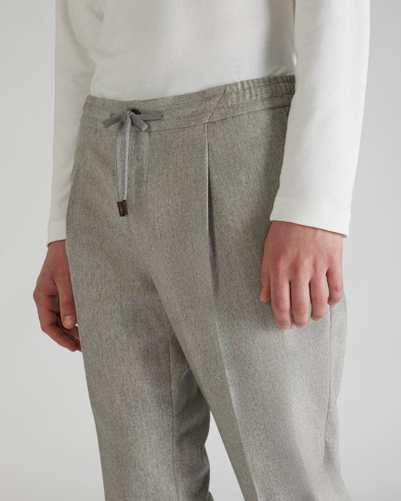 Slowear Pantalone Tapered Fit In Flanella Di Lana E Cashmere