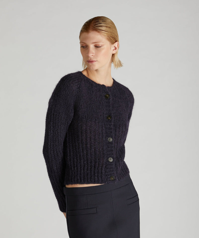 Slowear Cardigan Slim Fit In Mohair E Alpaca