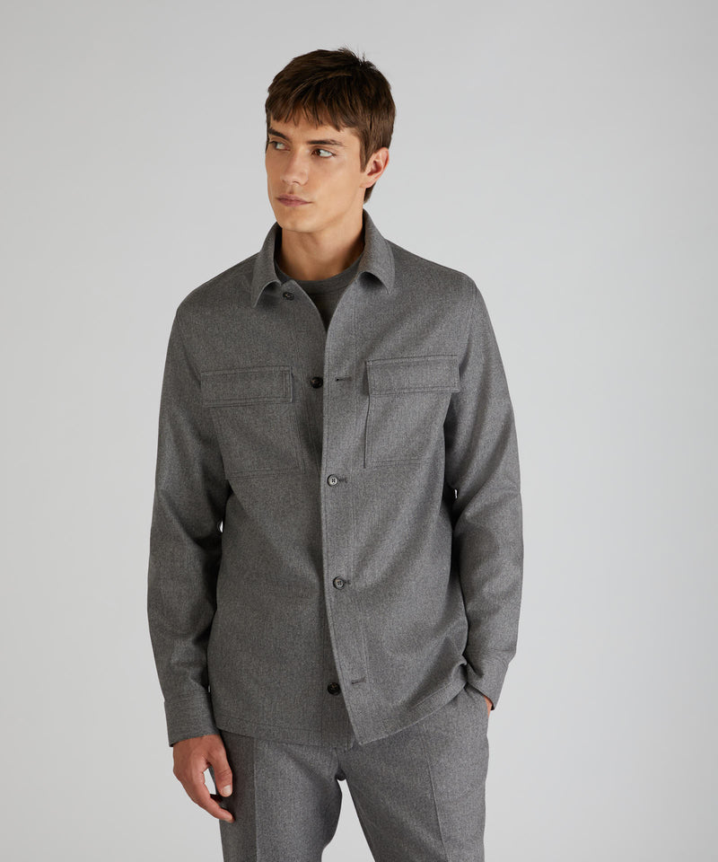Slowear Overshirt In Flanella Di Lana E Cashmere