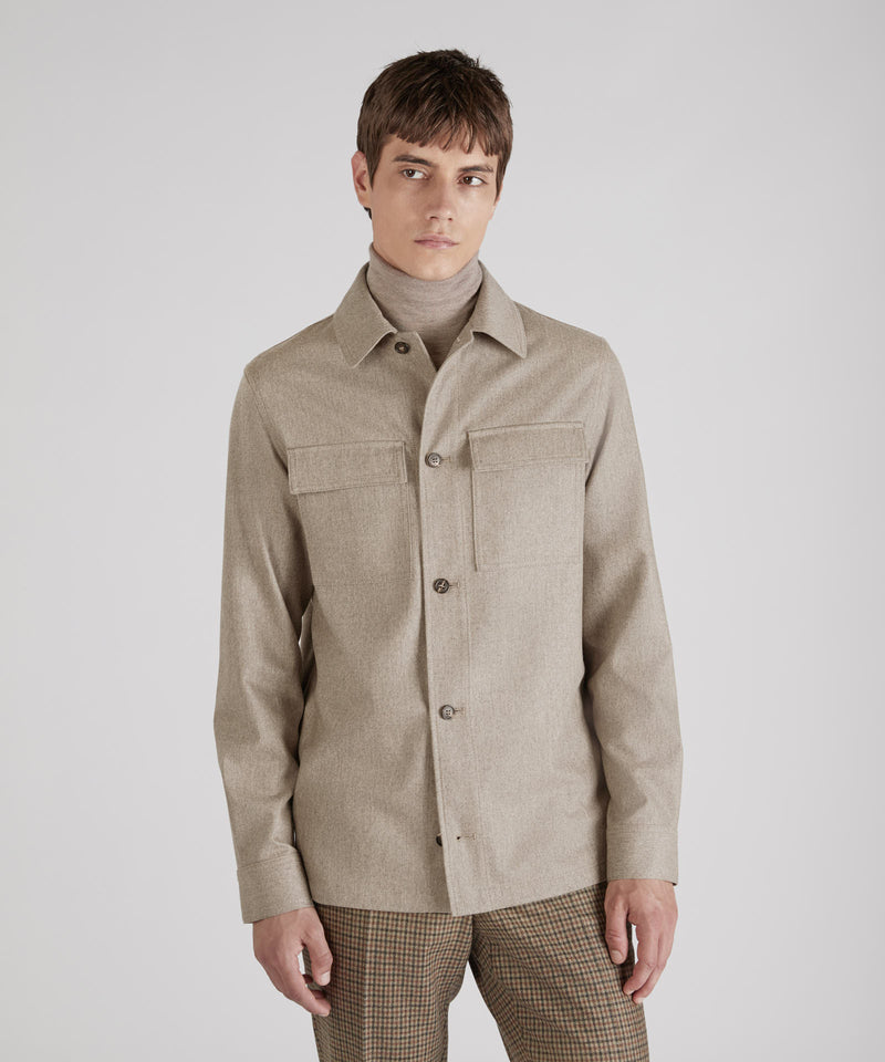 Slowear Overshirt In Flanella Di Lana E Cashmere