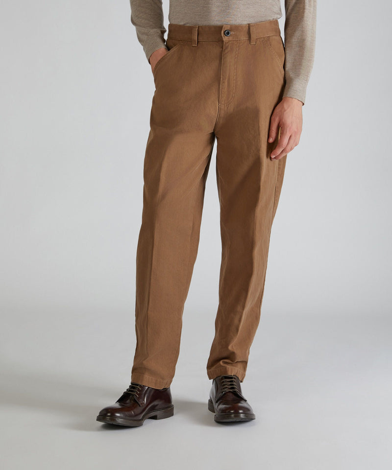 Slowear Pantalone Carrot Fit In Chevron Di Cotone