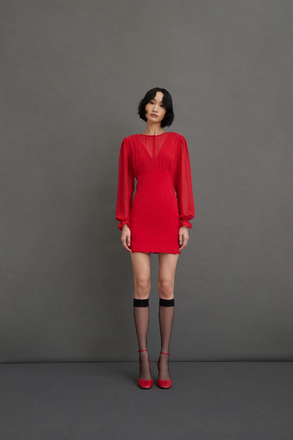 Soallure ABITO A TUBINO CORTO CON MANICHE AMPIE IN GEORGETTE